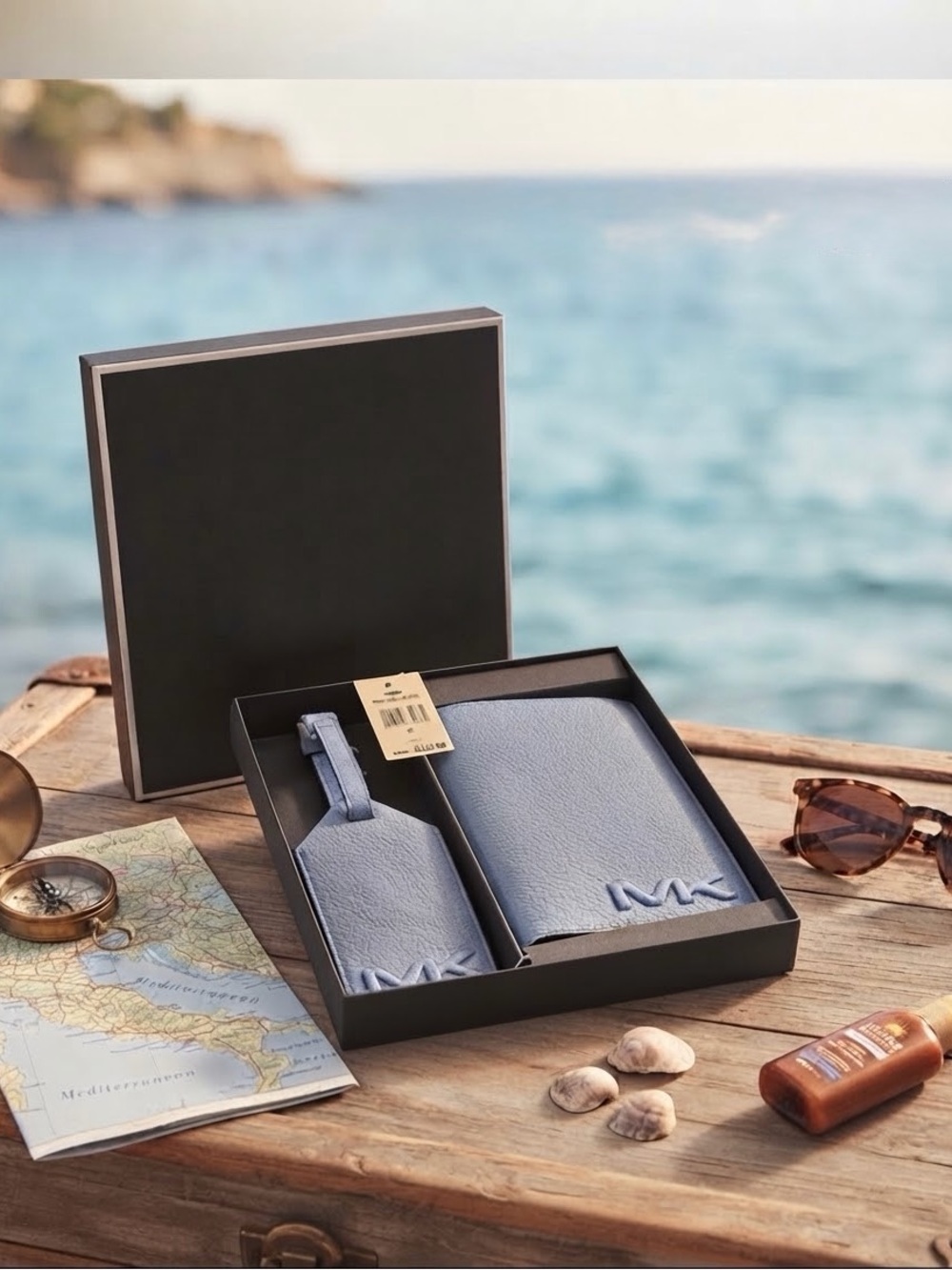 Michael Kors Cooper Denim Passport Holder & Luggage Tag Set — NWT